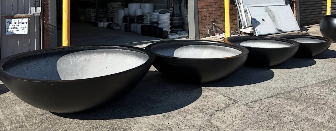 Low Bowl Fibreclay Planter – Dark Grey