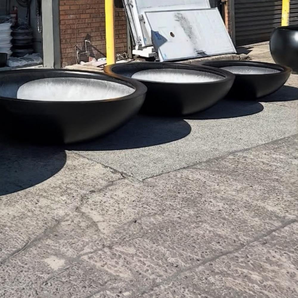 Low Bowl Fibreclay Planter – Dark Grey